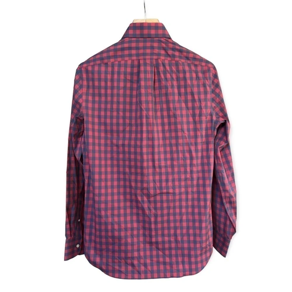 NWOT J.Crew Men’s Blue / Salmon Check Button Front Shirt, Size Small
